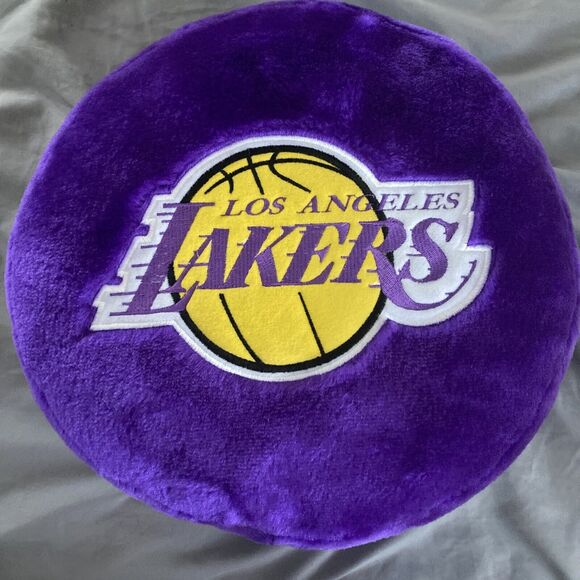 Lakers Embroidered 13” Puff Pillow - Double Sided, L.A. Lakers Official NBA - Picture 1 of 9